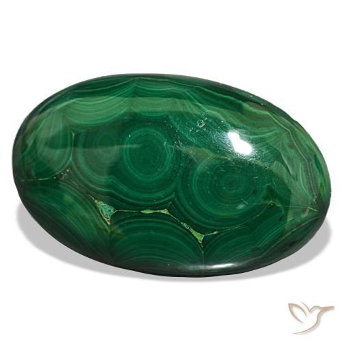 40.20 ct Green Malachite Stone, Natural Malachite in Oval Cabochon Shape for Sale