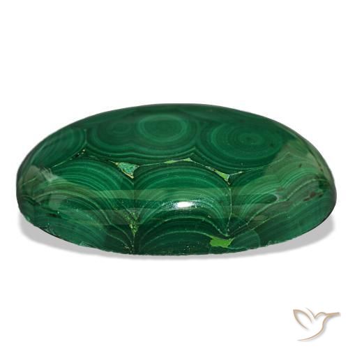 Malachite Gemstone in 29.3 x 18.1 mm Size for Sale, Malachite Stone in Medium Green Color