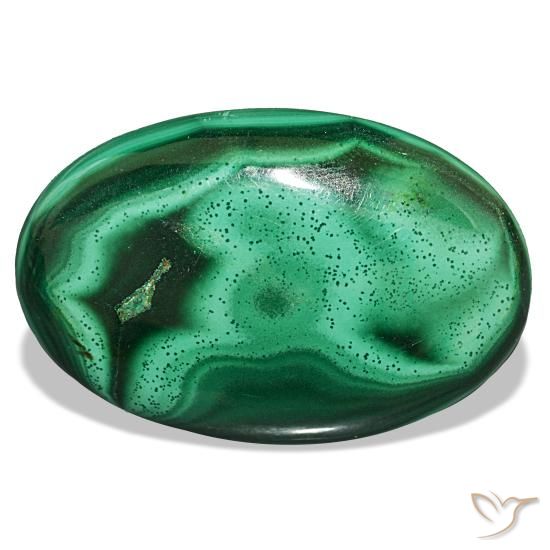 27.87 ct Green Malachite Gemstone, Malachite Gem in Oval Cabochon Shape for Sale.