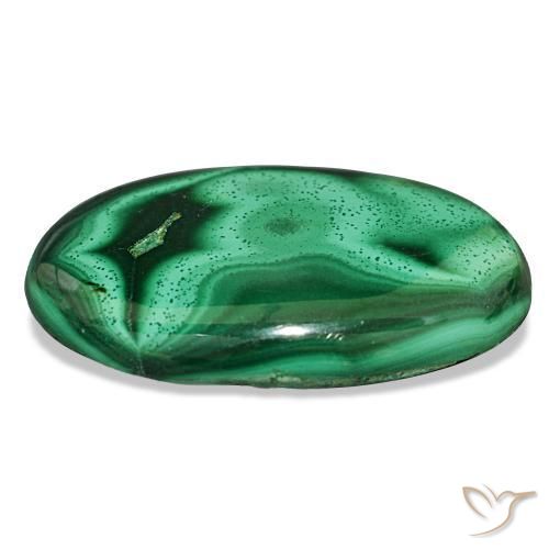 Malachite Gemstone in 27.6 x 18 mm Size for Sale, Malachite Stone in Medium Green Color