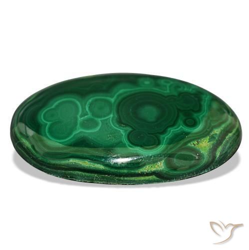 Malachite Gemstone in 31.3 x 21.5 mm Size for Sale, Malachite Stone in Dark Green Color