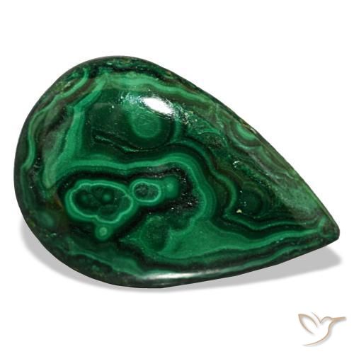 17.31 ct Green Malachite Stone, Natural Malachite in Pear Cabochon Shape for Sale