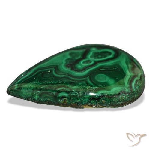Malachite Gemstone in 24.4 x 16.5 mm Size for Sale, Malachite Stone in Dark Green Color