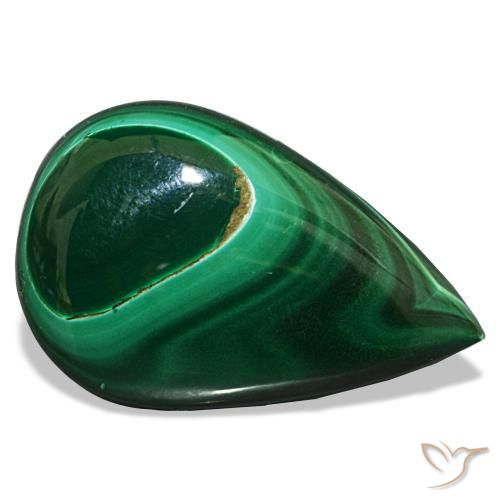24.28 ct Green Malachite Stone, Natural Malachite in Pear Cabochon Shape for Sale