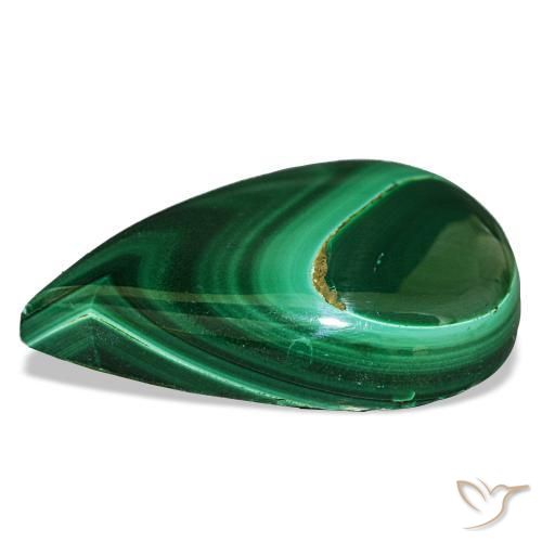 Malachite Gemstone in 24.1 x 15.5 mm Size for Sale, Malachite Stone in Dark Green Color