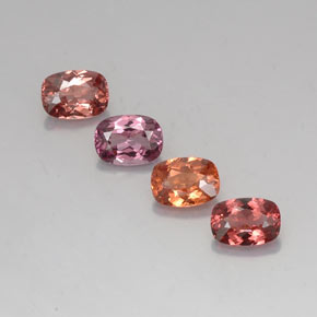 4.42 ctw Multicolor Malaya Garnet Gemstones, Malaya Garnet Gems in Cushion-Cut Shape for Sale.