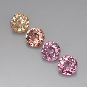 3.80 ctw Multicolor Malaya Garnet Gemstones, Malaya Garnet Gems in Round Facet Shape for Sale.