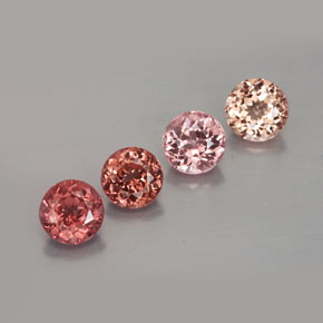 4.30 ctw Multicolor Malaya Garnet Gemstones, Malaya Garnet Gems in Round Facet Shape for Sale.
