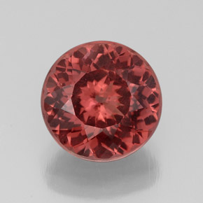 3.44 ct Pink Malaya Garnet Gemstone, Malaya Garnet Gem in Round Facet Shape for Sale.