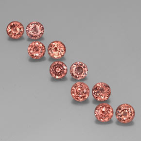 6.08 ctw Orange Malaya Garnet Gemstones, Malaya Garnet Gems in Round Facet Shape for Sale.