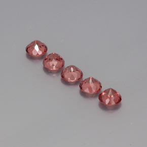 Malaya Garnet Gemstones in 5.5 mm Size for Sale, Malaya Garnet Stones in Pink Orange Color