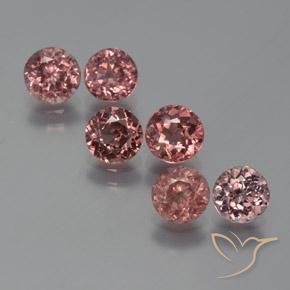 Lot de 6pc Grenat Malayas Rose foncé Tour de Tanzanie - Poids total 4,57 ct / moy. 0,76 ct chaque, taille 5,3mm, couleur : Rose foncé, dureté de Mohs 7 à 7.5 convient aux bijoux de tous les jours, pierre de sagesse, Photo A