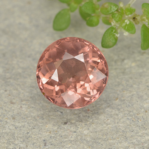 Rosado medio Granate Malaya Gema - 1.4ct Faceta Redonda (ID: 498818)
