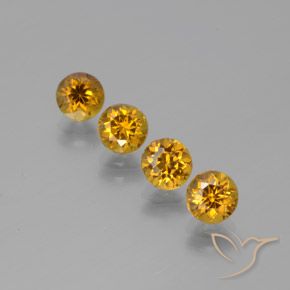 Лот из 4 Круглый Оранжевый Гранат Мали из Мали - размер 4,9 mm, общий вес 2,58 ct / ср. 0,65 ct каждый, цвет: Средний апельсин, твердость по Моосу 6,5 - 7,5 подходит для повседневного ношения украшений, Photo A