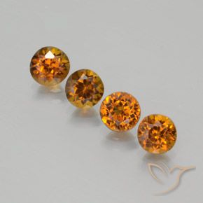 Лот из 4 Круглый Оранжевый Гранат Мали из Мали - общий вес 2,36 ct / средний вес. 0,59 ct каждый, размер 5 mm, цвет: Средний апельсин, твердость по Моосу 6,5 - 7,5 подходит для повседневного ношения украшений, Photo A