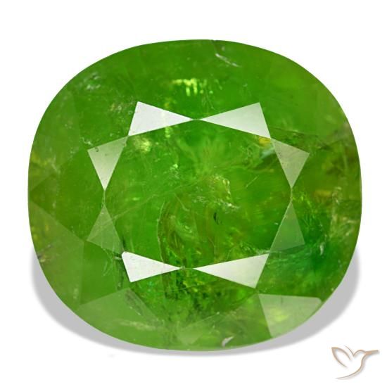 19.12 ct Green Mali Garnet Gemstone, Mali Garnet Gem in Cushion-Cut Shape for Sale.