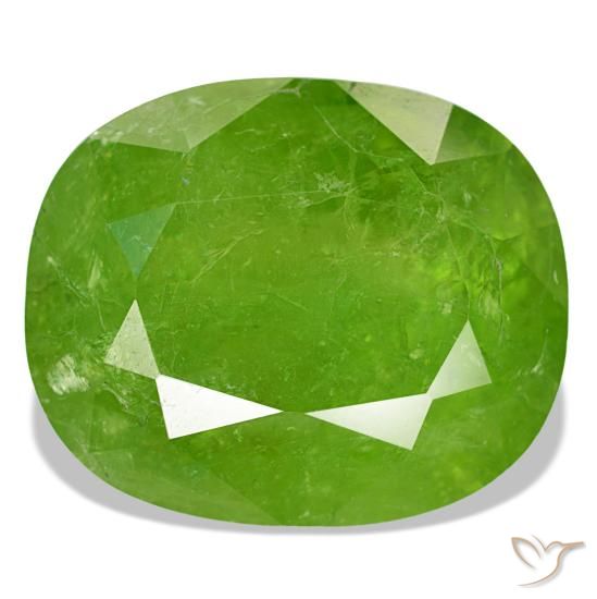 24.80 ct Green Mali Garnet Gemstone, Mali Garnet Gem in Cushion-Cut Shape for Sale.