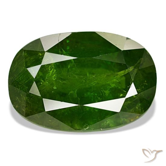 11.48 ct Green Mali Garnet Gemstone, Mali Garnet Gem in Oval Facet Shape for Sale.