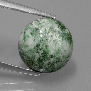 5.79 ct Green Maw-Sit-Sit Gemstone, Maw-Sit-Sit Gem in Round Cabochon Shape for Sale.