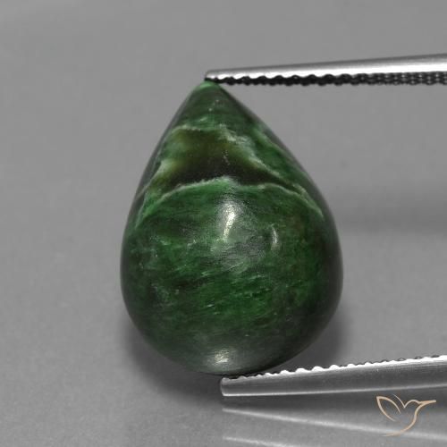 Dark Green Maw-Sit-Sit Gem - 9.4ct Pear Cabochon (ID: 407647)