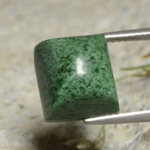 Темно-зеленый Мау-сит-сит Камень - 10ct Square Sugarloaf Cabochon (ID: 477653)