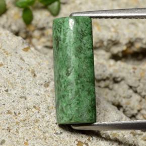 3.17 ct Green Maw-Sit-Sit Gemstone, Maw-Sit-Sit Gem in Baguette Sugarloaf Cabochon Shape for Sale.