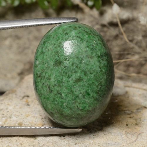 20 x 15,5mm Maw-Sit-Sit verde Ovale cabochon dal Myanmar, peso di 26,89 ct, pietra preziosa naturale non trattati in purezza Opaque, Maw-Sit-Sit 1pz - il colore è Verde scuro, durezza Mohs di 6 - 7, Photo A