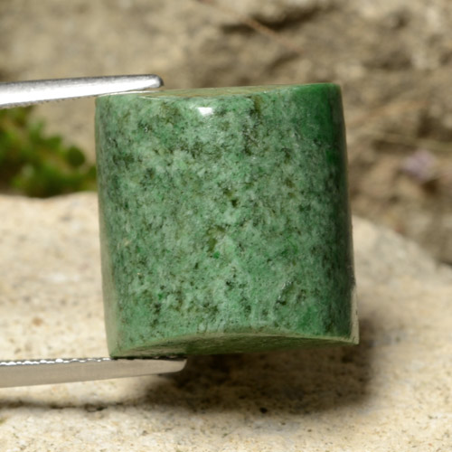 Pine Green Maw-Sit-Sit Gem - 16.8ct Baguette Sugarloaf Cabochon (ID: 477936)