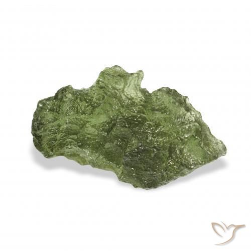 7.27 ct Green Moldavite Stone, Natural Moldavite in Freeform Shape for Sale