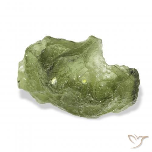 9.84 ct Green Moldavite Stone, Natural Moldavite in Freeform Shape for Sale