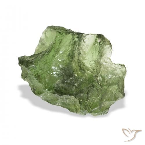 8.87 ct Green Moldavite Stone, Natural Moldavite in Freeform Shape for Sale