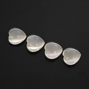 9.36 ct White Moonstone Stone, Natural Moonstone in Heart Cabochon Shape for Sale
