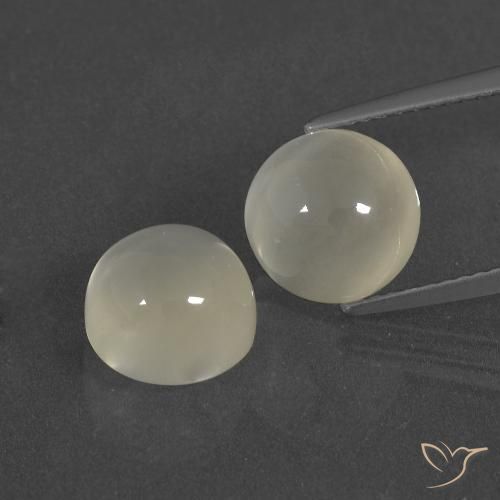 7.11 ct White Moonstone, 9.1 mm Round Cut From India, Photo A
