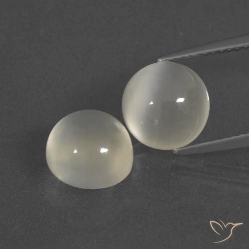 6.91 ct White Moonstone, 9.1 mm Round Cut From India, Photo A