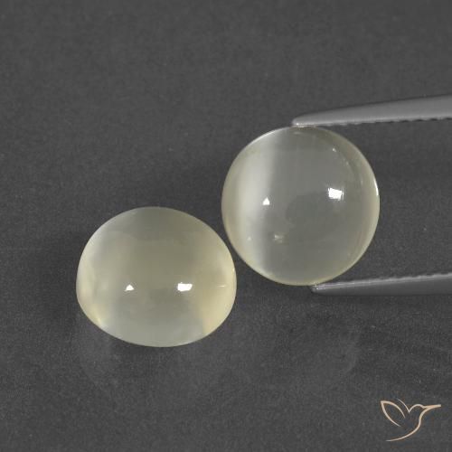 5.91 ct White Moonstone, 9.1 mm Round Cut From India, Photo A