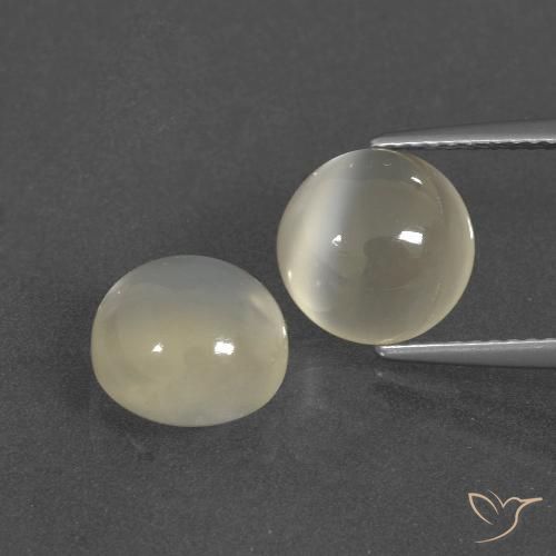 6.3 ct White Moonstone, 9 mm Round Cut From India, Photo A