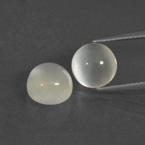 4.88 ctw White Moonstone Gemstones, Moonstone Gems in Round Cabochon Shape for Sale.