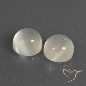 7.04 ctw White Moonstone Stones, Natural Moonstone in Round Cabochon Shape for Sale