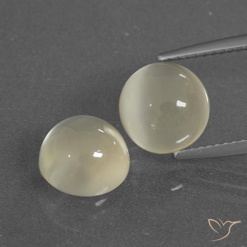 6.30ctw Natural Warm White Moonstone, Round, Translucent