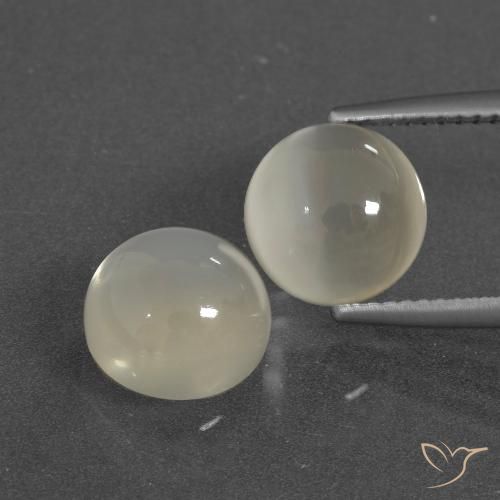 7.28 ct White Moonstone, 9.2 mm Round Cut From India, Photo A