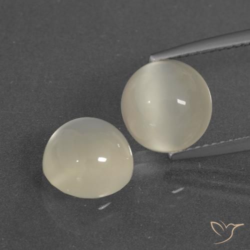 6.49 ct White Moonstone, 9.2 mm Round Cut From India, Photo A