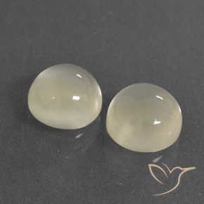 6.49 ctw White Moonstone Stones, Natural Moonstone in Round Cabochon Shape for Sale