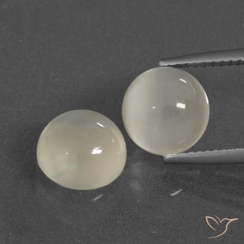 6.56 ct White Moonstone, 9 mm Round Cut From India, Photo A