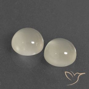 6.42 ctw White Moonstone Stones, Natural Moonstone in Round Cabochon Shape for Sale