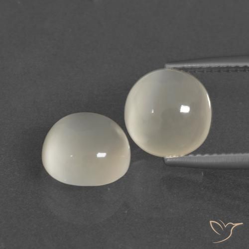 6.28 ct White Moonstone, 9.1 mm Round Cut From India, Photo A