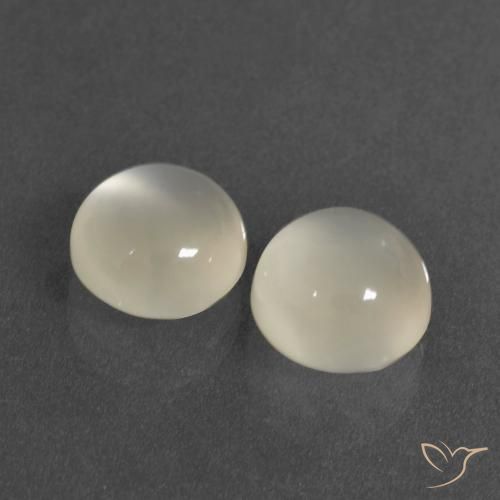 6.28 ctw White Moonstone Stones, Natural Moonstone in Round Cabochon Shape for Sale