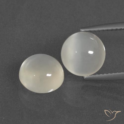 6.11 ct White Moonstone, 9.2 mm Round Cut From India, Photo A