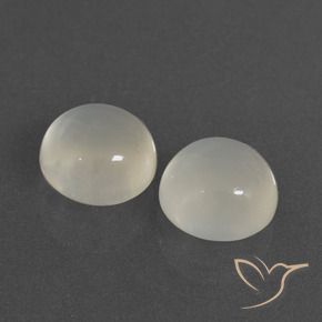 6.11 ctw White Moonstone Stones, Natural Moonstone in Round Cabochon Shape for Sale