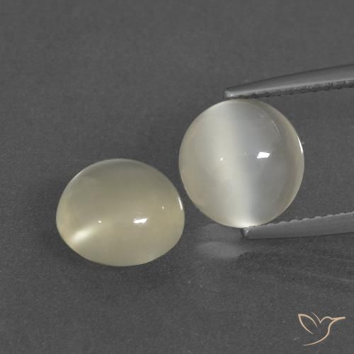 5.4 ct White Moonstone, 9.2 mm Round Cut From India, Photo A