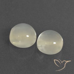 6.73 ctw White Moonstone Stones, Natural Moonstone in Round Cabochon Shape for Sale